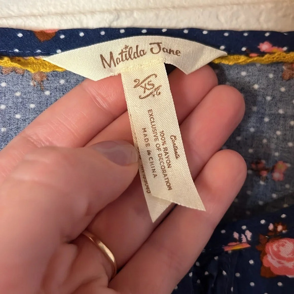 Matilda Jane Blue Polka Dot and Floral Long Sleeve Boho Blouse, Women’s Size XS - Picture 10 of 10